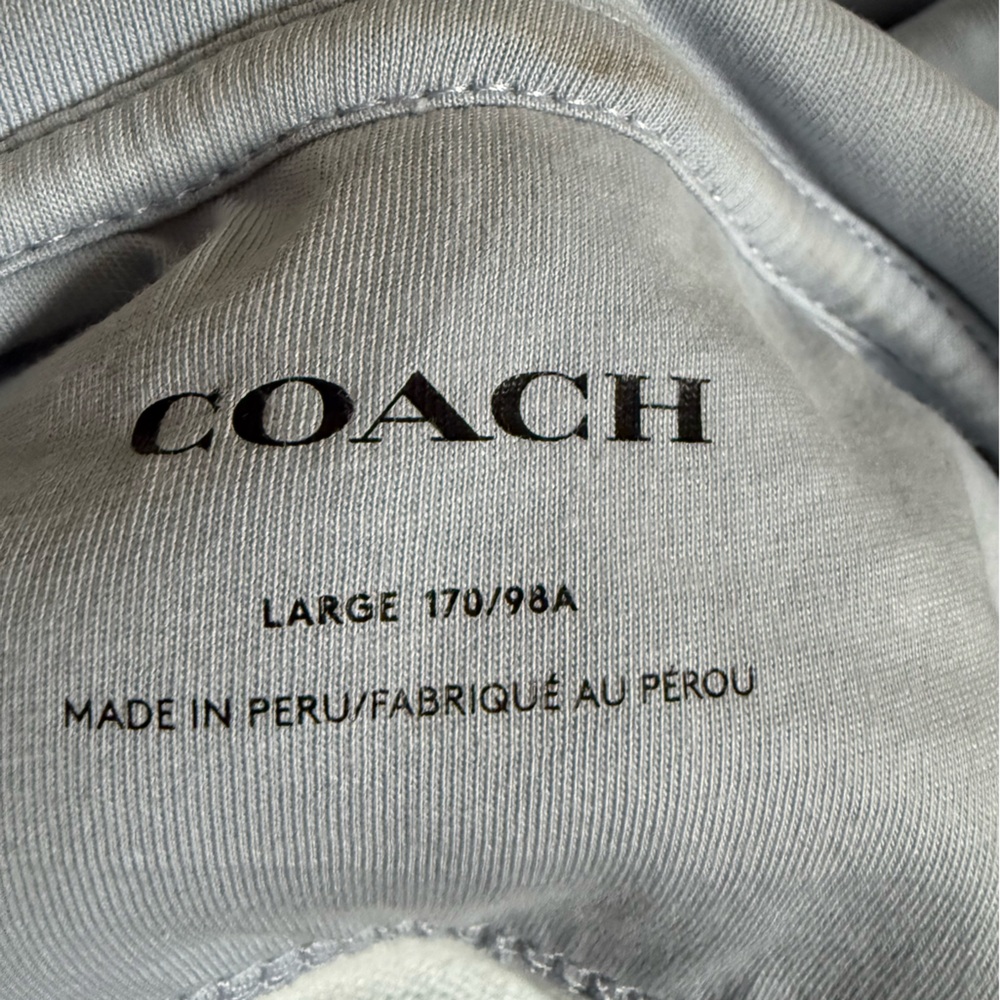 Coach Womens Signature Hoodie Size Large Blue Organic Cotton All Over Comfy Cozy - Picture 6 of 8